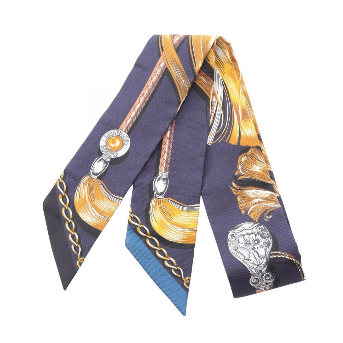 Hermes Twilly Cavalcades Ribbon Scarf Muffler Silk Women's Navy Multicolor: --- Catalog ---Category: SizeSize (LxW): 85cm x 5cm / 33.46'' x 1.96''Category: DesignType: ScarfColor: Multi-color, NavyGender: WomenMaterial: Silk Category: GeneralLine: TwillyBrand: Hermes--- Item 