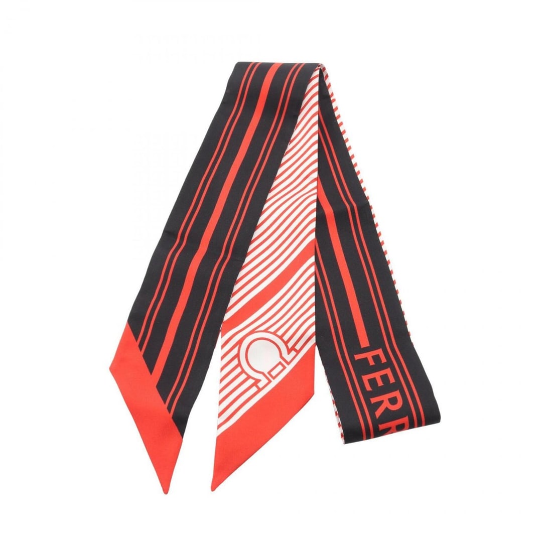 Salvatore Ferragamo Bandeau Gancini Stripe Scarf/Muffler, Silk, Women's, Black, Red, White: --- Catalog ---Category: SizeSize (LxW): 1.42m x 7cm / 55.9'' x 2.75''Category: DesignType: ScarfColor: Black, Red color, WhiteGender: WomenMaterial: Silk Category: GeneralBrand: Salvatore Ferragamo--