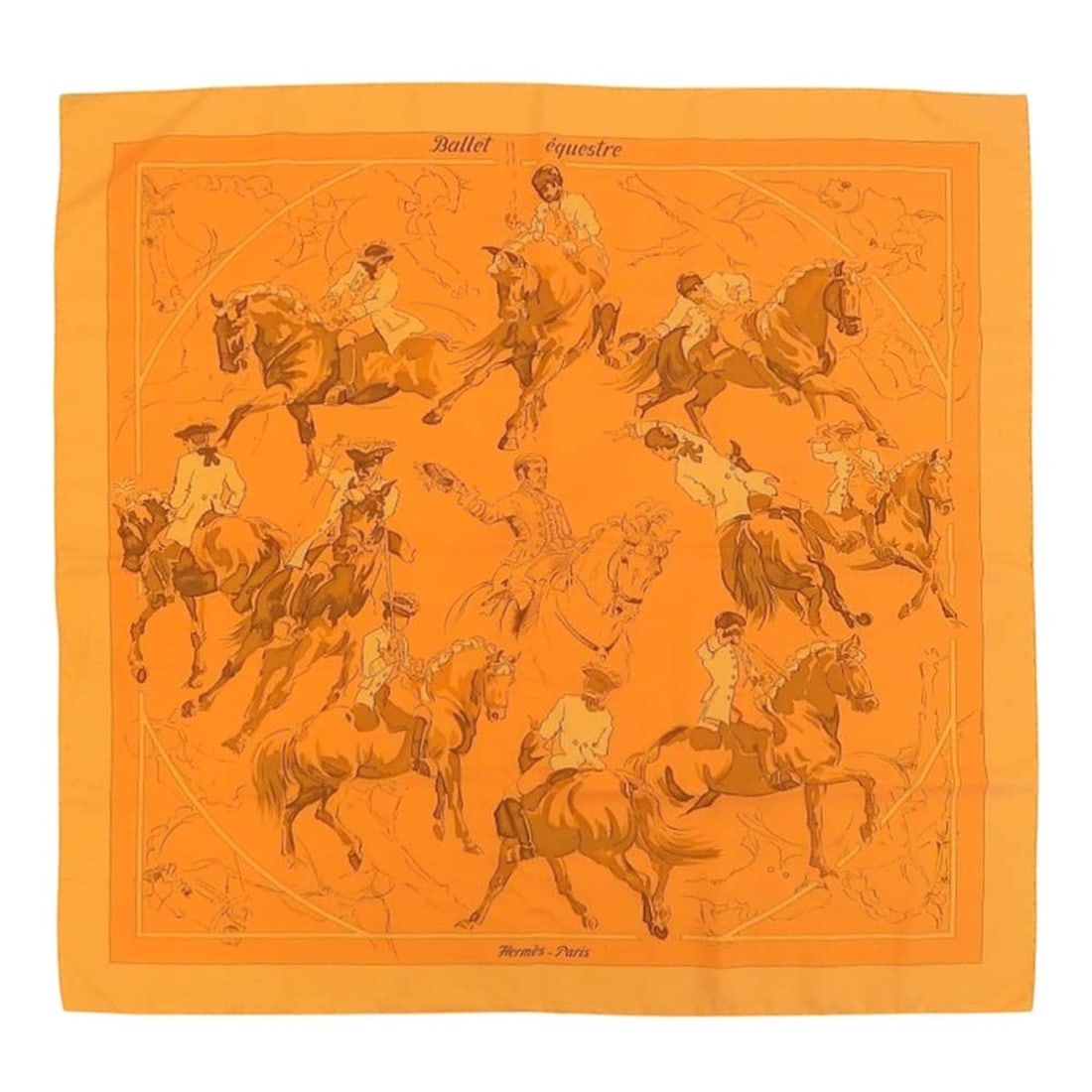 Hermes Carre 90 Ballet equestre Horse Scarf Muffler Silk Orange (1 of 13)