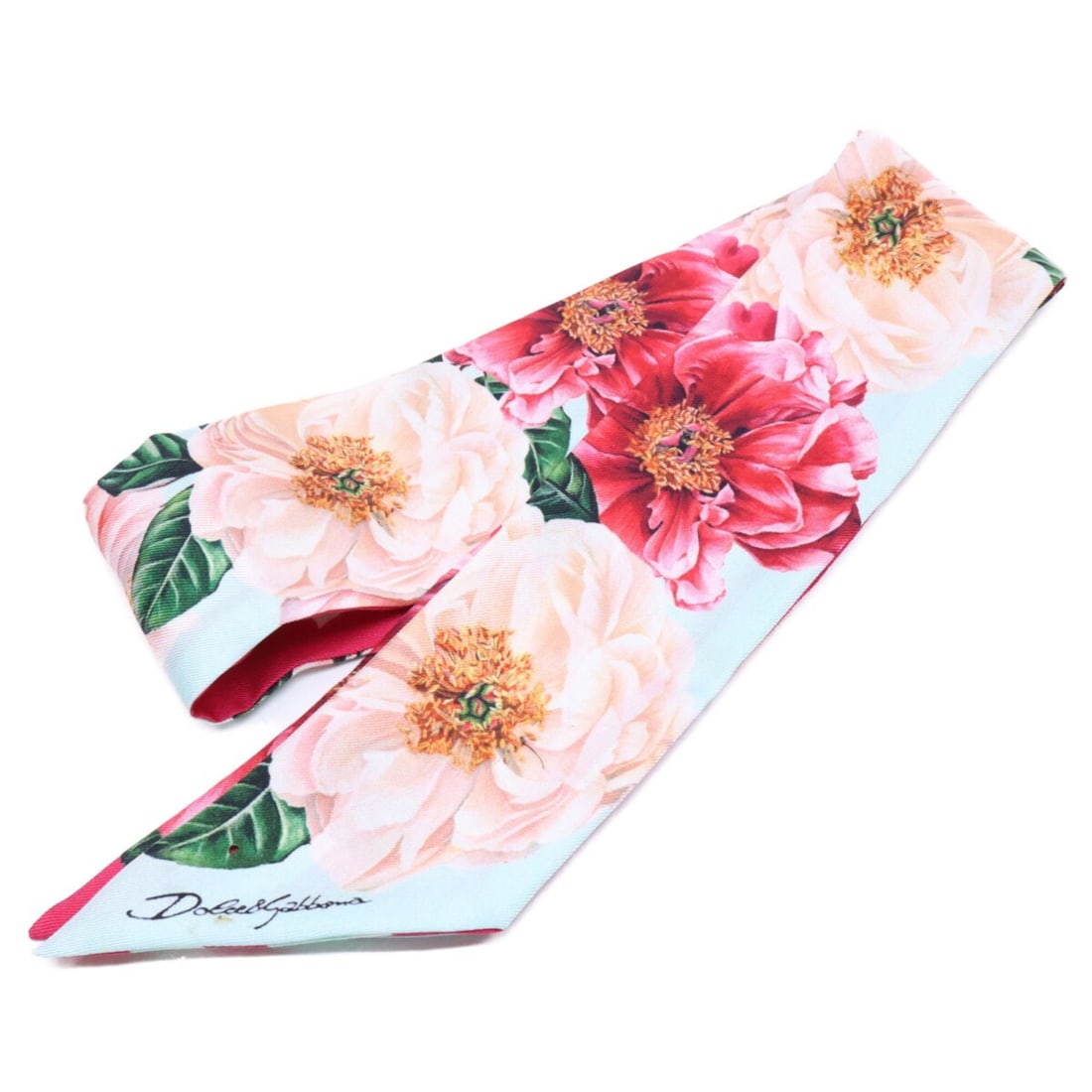 Dolce & Gabbana DOLCE&GABBANA FS215A GDV62 Flower Print Silk Bandeau Scarf, Light Blue/Pink Tones,: --- Catalog ---Category: SizeSize (LxW): 1m x 6cm / 39.37'' x 2.36''Category: DesignType: ScarfColor: Light blue, PinkGender: WomenMaterial: Silk Category: GeneralBrand: Dolce & Gabbana--- Item List -