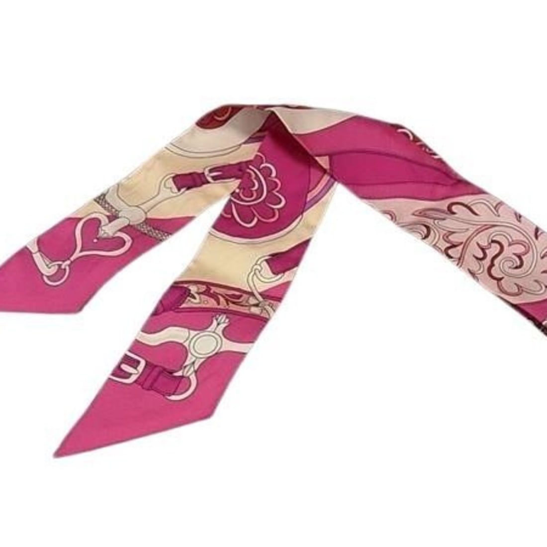 HERMES Scarf/Muffler Twilly "Festival des Amazones" Pink Silk Women's: --- Catalog ---Category: SizeSize (LxW): 85.5cm x 5cm / 33.66'' x 1.96''Category: DesignType: ScarfColor: PinkGender: WomenMaterial: Silk Category: GeneralBrand: HermesCountry of Origin: France--- Ite