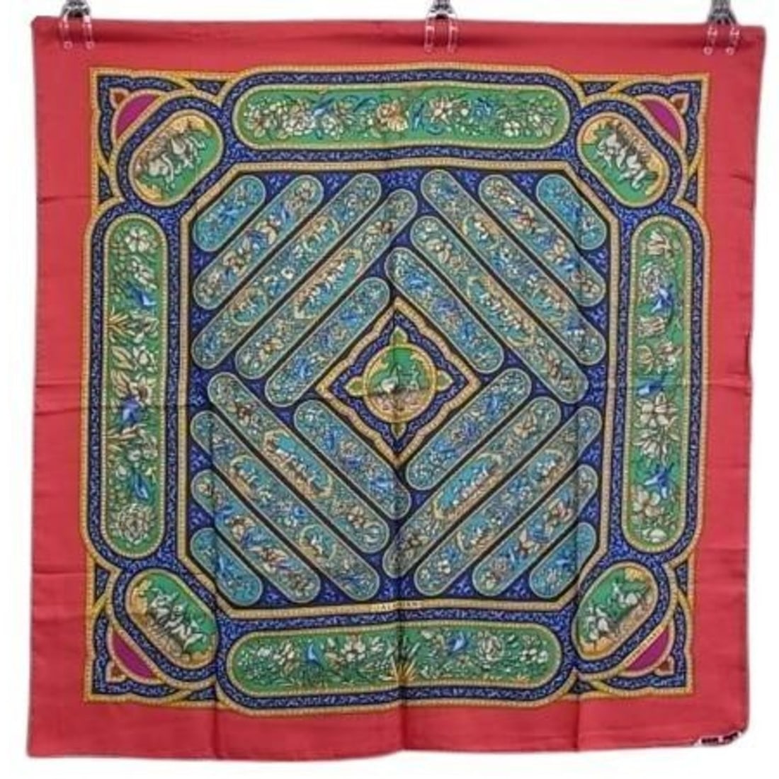 HERMES QALAMDAN Women's Silk Scarf, Carré 90, Multicolor: --- Catalog ---Category: SizeSize (LxW): 90cm x 88cm / 35.43'' x 34.64''Category: DesignType: ScarfColor: Multi-colorGender: WomenMaterial: Silk 100%Category: GeneralBrand: HermesCountry of Origin: Fr