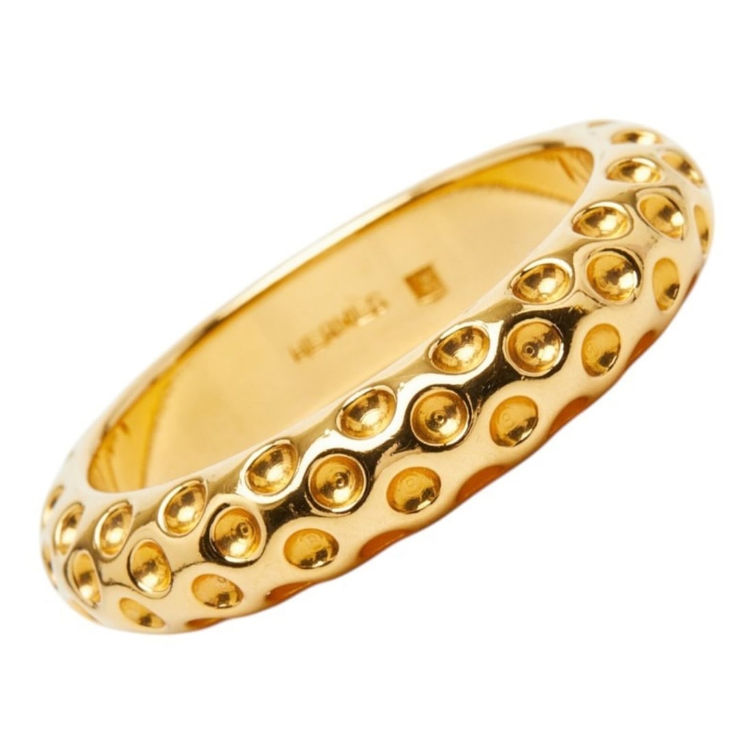 Hermes polka dot motif scarf muffler ring, gold plated, women's. (1 of 20)