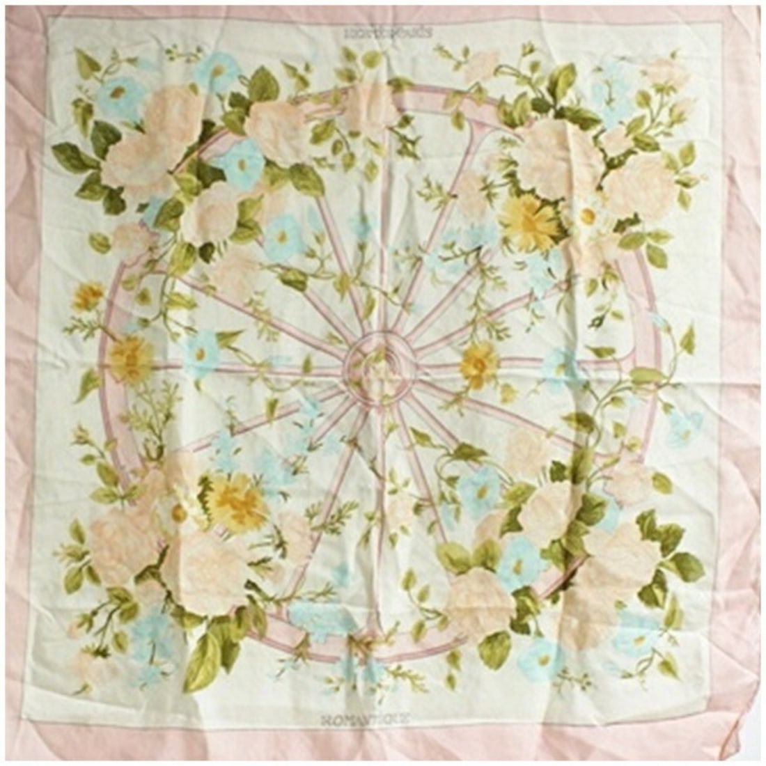 Hermes scarf/muffler, Carre 90, Romantic, for women.: --- Catalog ---Category: DesignType: ScarfColor: Ivory, PinkGender: WomenCategory: GeneralBrand: Hermes--- Item List ---Section: ConditionRanking: Rank AB Used - Traces of usage, scratches / dirt can 