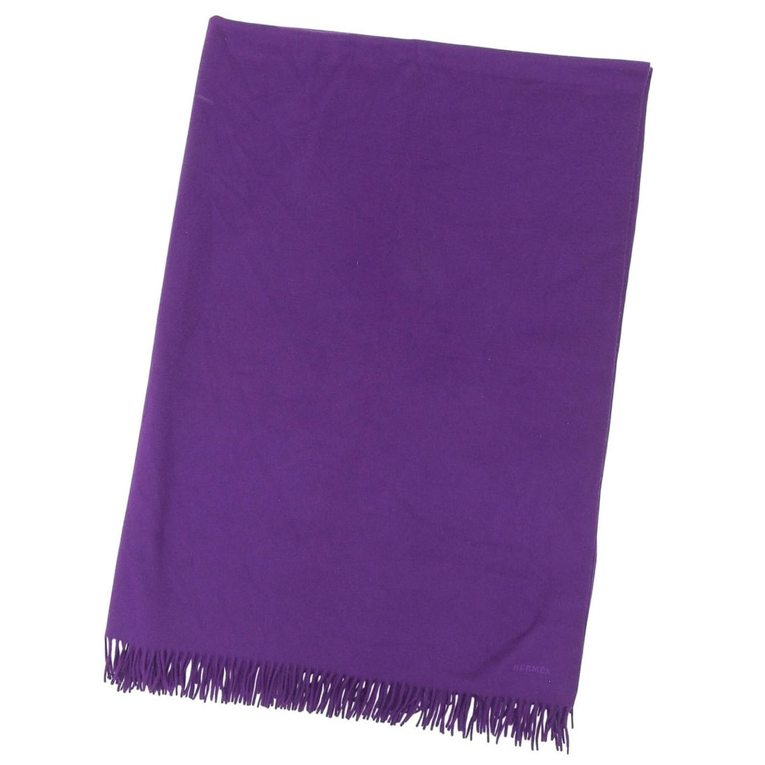 HERMES 100% Cashmere Italian Fabric, Logo Embroidery, Fringe, Extra Large Stole/Shawl/Scarf, Purple,: --- Catalog ---Category: SizeSize (LxW): 2.22m x 1.55m / 87.4'' x 61.02''Category: DesignType: StoleColor: PurpleGender: WomenMaterial: Cashmere 100%Category: GeneralBrand: HermesCountry of Origin: It