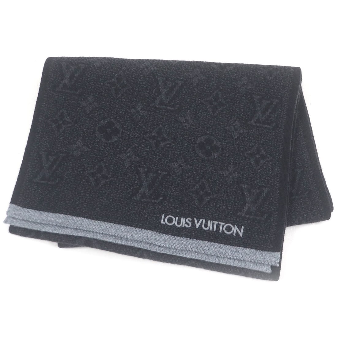 LOUIS VUITTON Louis Vuitton 2022 model M73468 Echarpe My Monogram Eclipse 100% wool scarf, Gris,: --- Catalog ---Category: SizeSize (LxW): 1.8m x 29cm / 70.86'' x 11.41''Category: DesignType: ShawlColor: GrayGender: MenMaterial: Wool Category: GeneralMPN: M73468Brand: Louis VuittonCountry of Origi