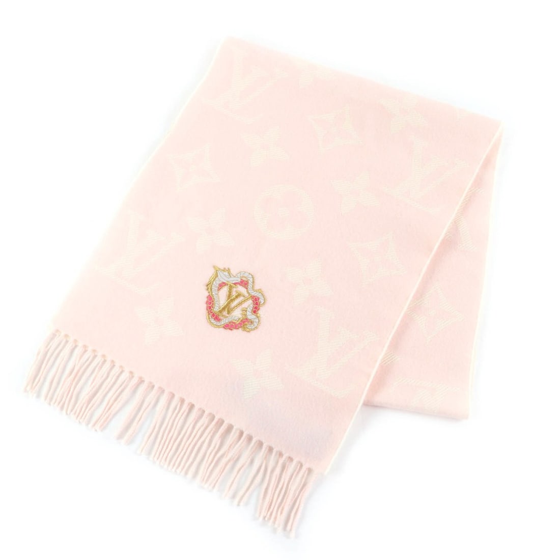 LOUIS VUITTON (Louis Vuitton) 2023 model M79522 100% Wool LV Essential Precious Dragon Fringe Scarf: --- Catalog ---Category: SizeSize (LxW): 1.68m x 34.5cm / 66.14'' x 13.58''Category: DesignType: ShawlColor: Off-white, PinkGender: WomenMaterial: Wool , Polyester , Rayon Category: GeneralMPN: M79522