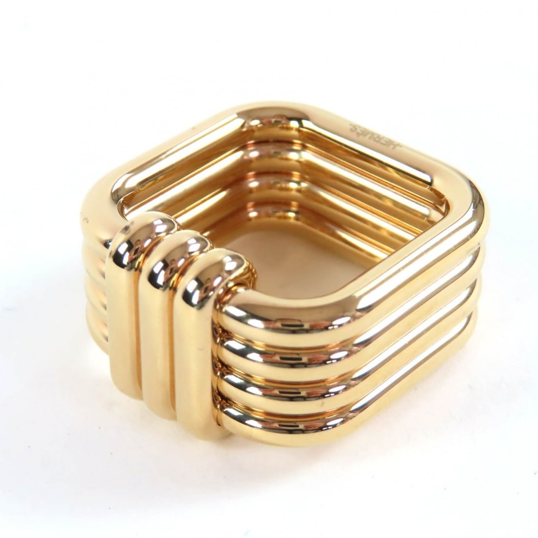 HERMES Ruban Square Scarf Ring, Holder, Accessory, Gold, Comes with Box, Made in France, Women's: --- Catalog ---Category: DesignType: Scarf ringColor: GoldGender: WomenCategory: GeneralBrand: HermesCountry of Origin: FranceCategory: Physical PropertiesSize (HxWxD): 1.7cm x 2.8cm / 0.66'' x 1.1''-