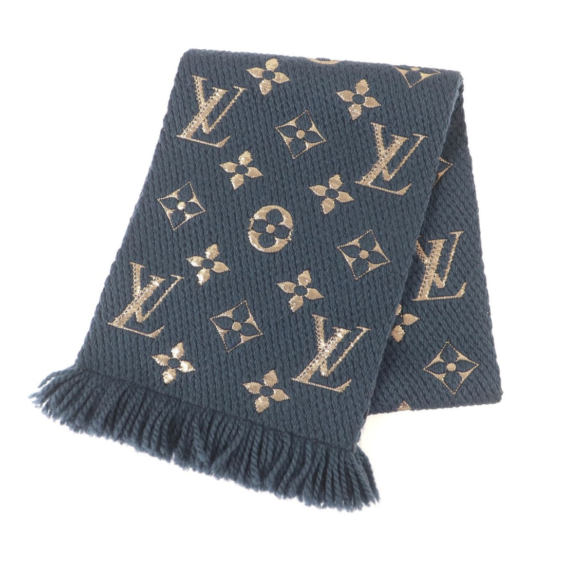 LOUIS VUITTON M70815 Echarpe Logomania Shine Wool Silk Blend Blue Petrol Monogram Fringe Scarf with: --- Catalog ---Category: SizeSize (LxW): 1.57m x 30cm / 61.81'' x 11.81''Category: DesignType: StoleGender: WomenMaterial: Wool 95%, Silk Category: GeneralLine: MonogramBrand: Louis VuittonCountry of 