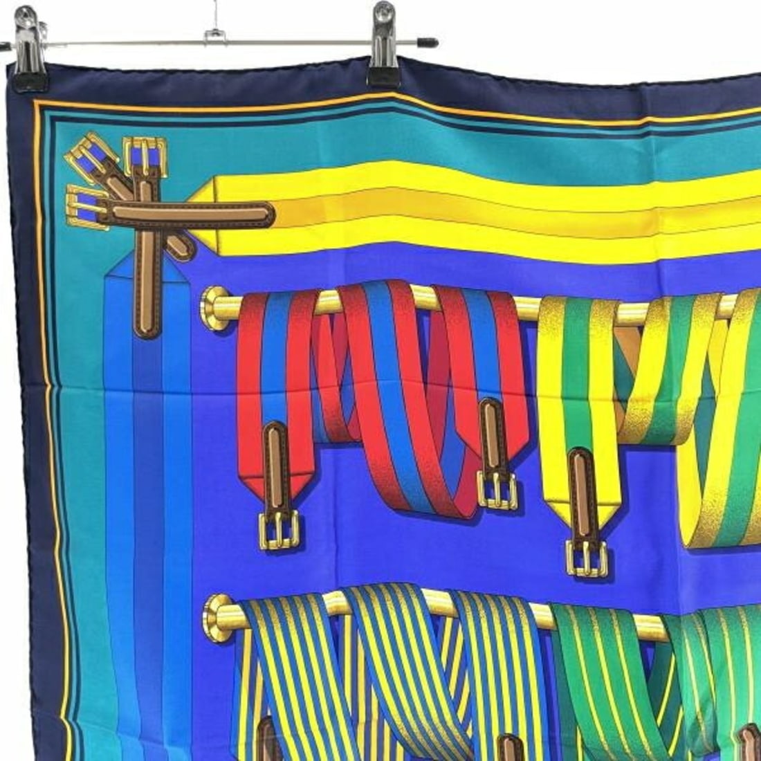 Hermes silk scarf, Les Sangles, multicolor. - 3