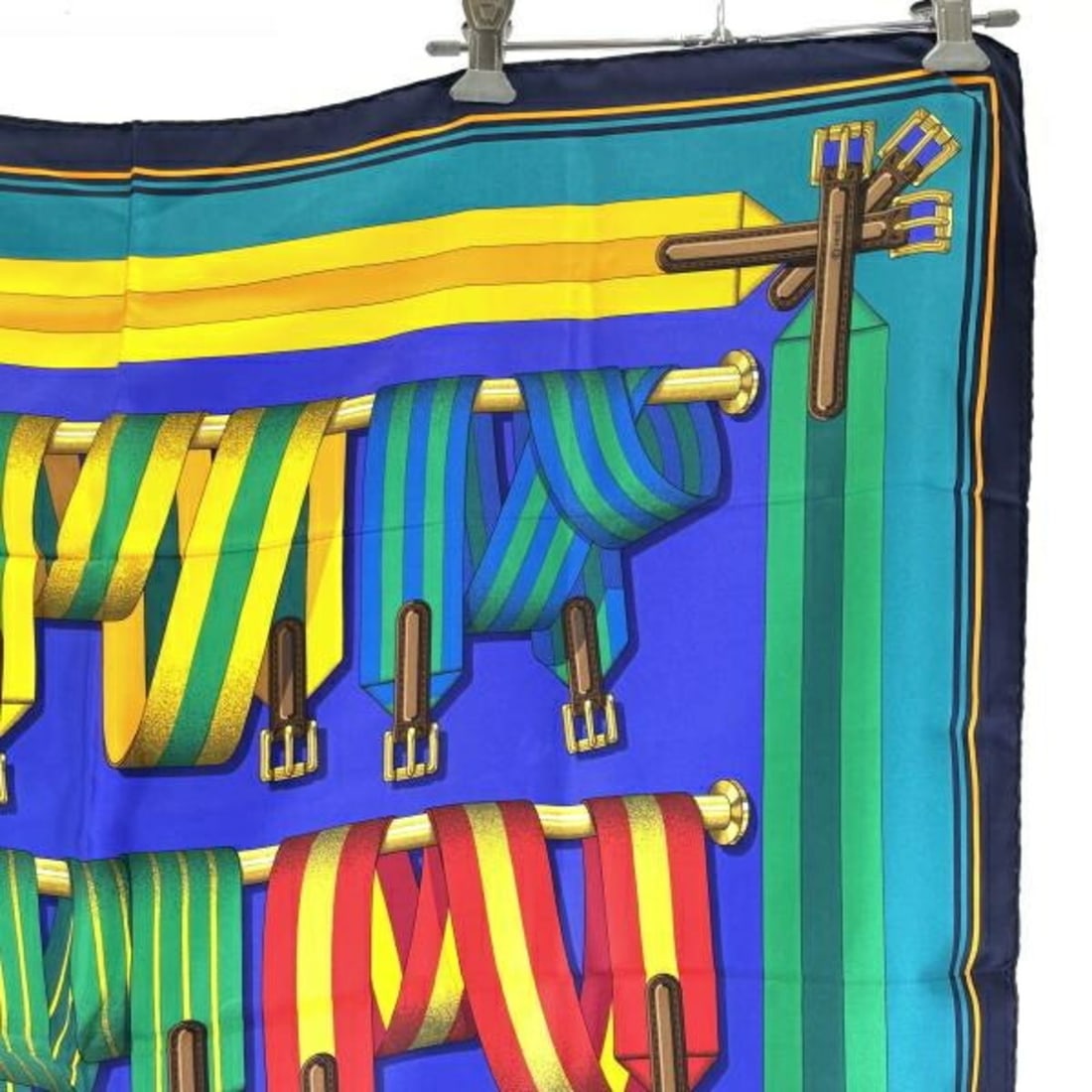 Hermes silk scarf, Les Sangles, multicolor. - 4