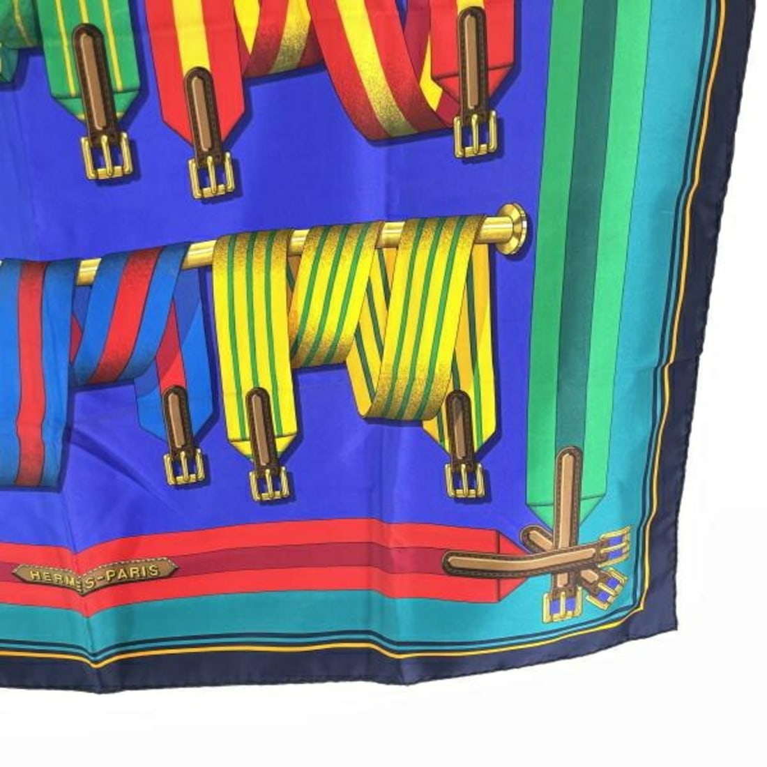 Hermes silk scarf, Les Sangles, multicolor. - 5