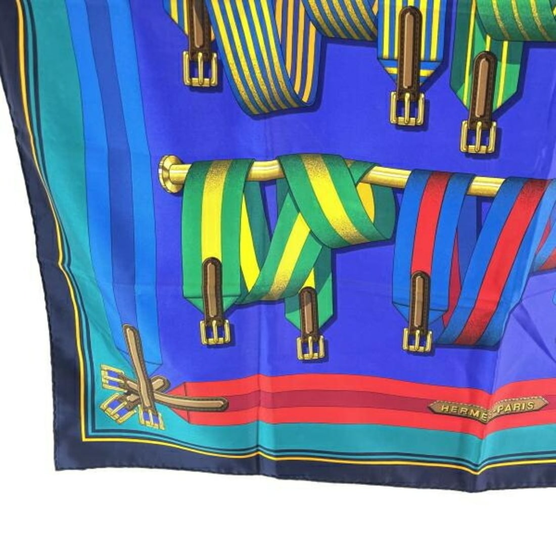 Hermes silk scarf, Les Sangles, multicolor. - 6