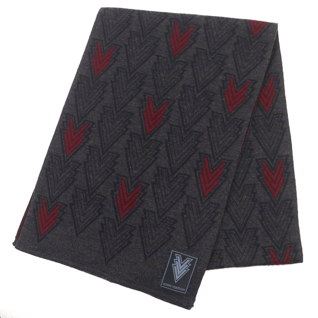 LOUIS VUITTON (Louis Vuitton) 2015 model M70032 100% Wool Echarpe Triple V Scarf, Dark: --- Catalog ---Category: SizeSize (LxW): 1.7m x 28.5cm / 66.92'' x 11.22''Category: DesignType: StoleColor: Bordeaux, Dark grayGender: MenMaterial: Wool Category: GeneralBrand: Louis VuittonCountry of