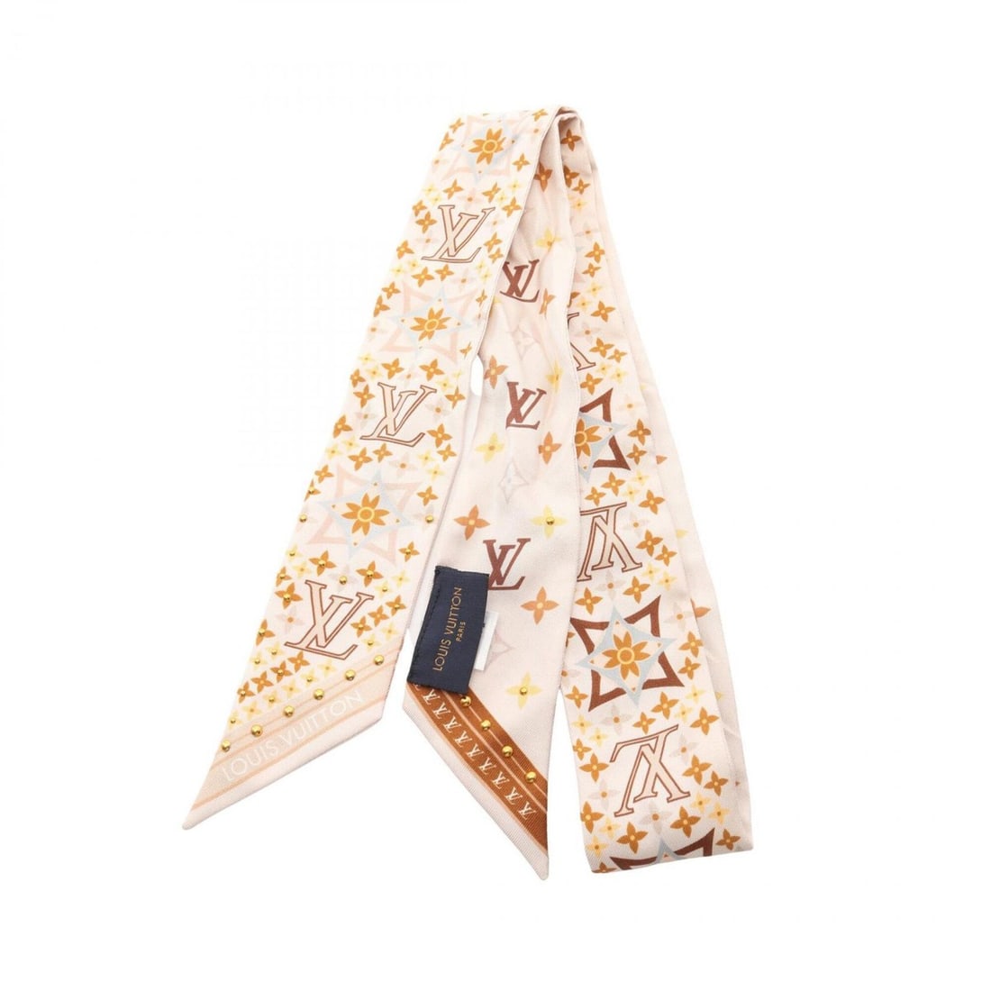 Louis Vuitton Bandeau BB Monogram Studded Scarf/Muffler, Silk, Women's, Beige/Multicolor, M77828: --- Catalog ---Category: SizeSize (LxW): 1.19m x 5cm / 46.85'' x 1.96''Category: DesignType: ScarfColor: Beige, Multi-colorGender: WomenMaterial: Silk Category: GeneralMPN: M77828Brand: Louis Vuitton-