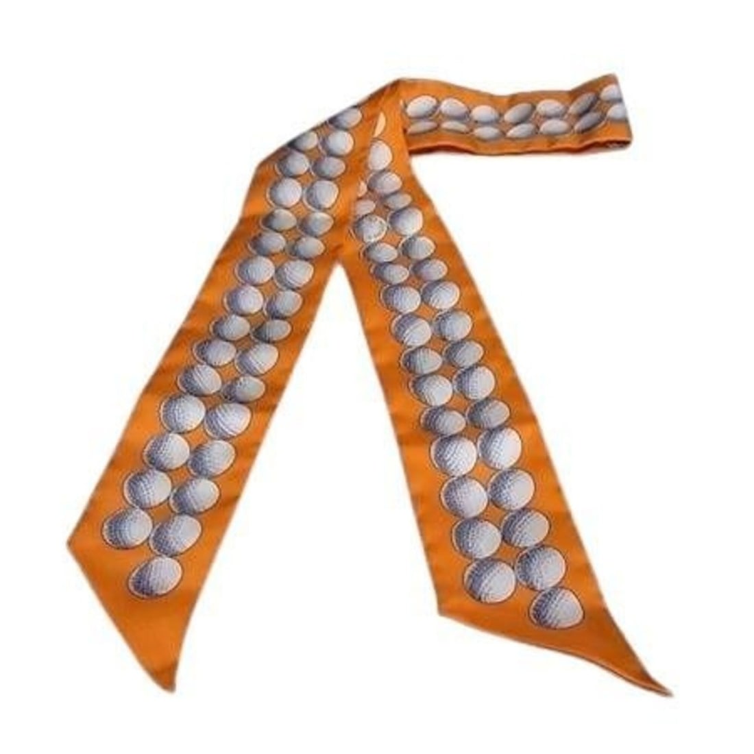 HERMES Ribbon Scarf/Muffler Twilly Orange Silk Women's BALLS DE GOLF: --- Catalog ---Category: SizeSize (LxW): 86.4cm x 4.8cm / 34.01'' x 1.88''Category: DesignType: ScarfColor: OrangeGender: WomenMaterial: Silk Category: GeneralLine: TwillyBrand: HermesCountry of Origi