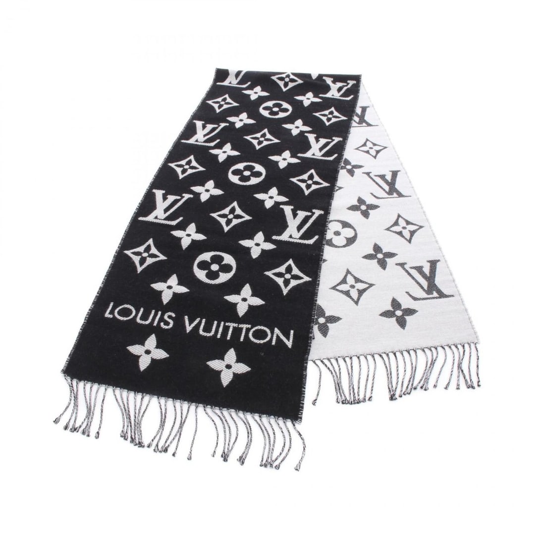 Louis Vuitton LV Essential Noir Scarf, Wool, Women's, Black/Gray, M77853: --- Catalog ---Category: SizeSize (LxW): 1.86m x 35.5cm / 73.22'' x 13.97''Category: DesignType: ShawlColor: Black, Gray, NoirGender: WomenMaterial: Wool Category: GeneralMPN: M77853Brand: Louis Vuitt