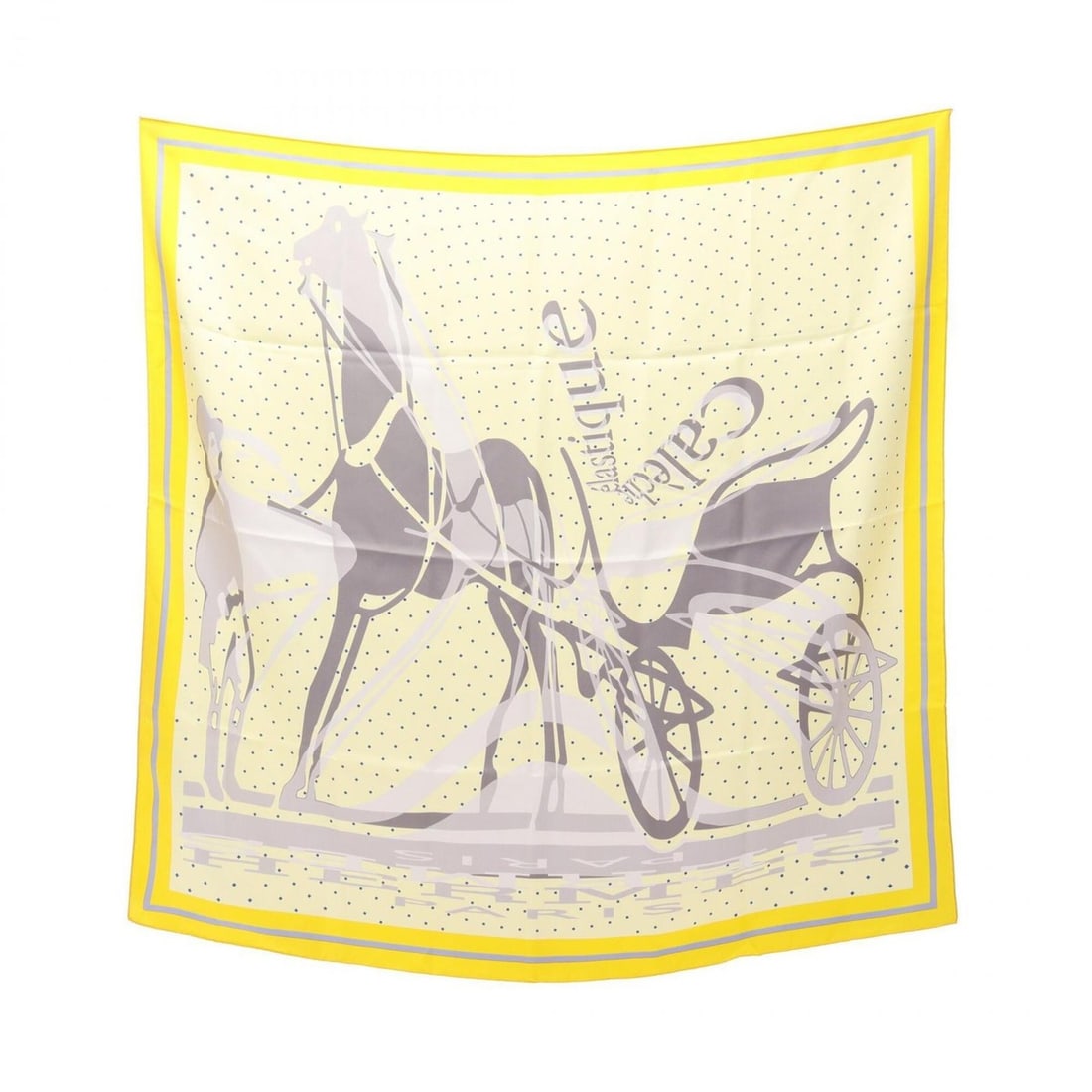 Hermes Carre 90 Caleche Elastique Scarf/Muffler, Silk, Women's, Yellow/Multicolor: --- Catalog ---Category: SizeSize (LxW): 89cm x 89cm / 35.03'' x 35.03''Category: DesignType: ScarfColor: Multi-color, YellowGender: WomenMaterial: Silk Category: GeneralBrand: Hermes--- Item List ---
