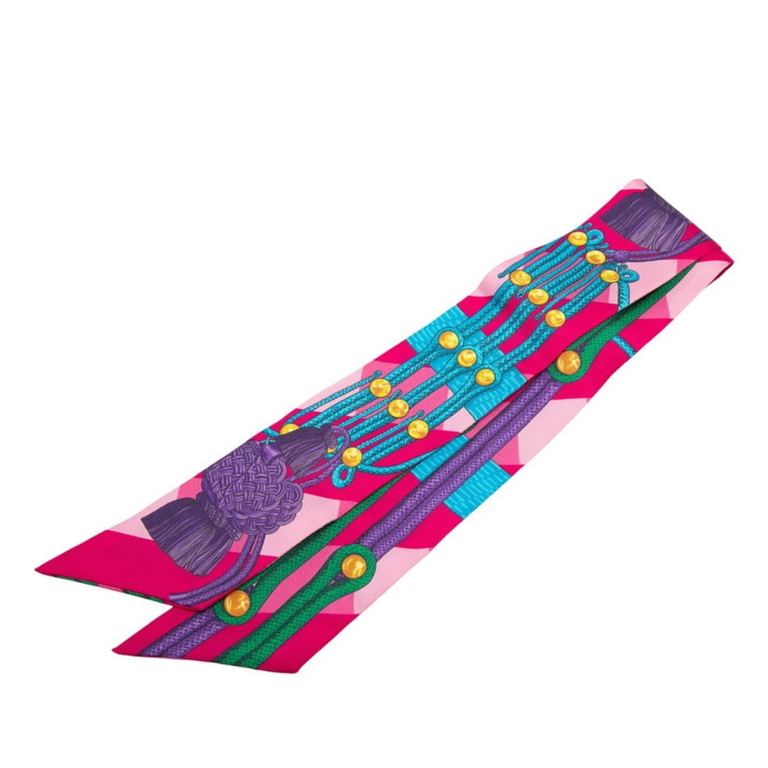 Hermes Twilly DO RE BOUCLES Scarf Muffler Pink Multicolor Silk Women's HERMES: --- Catalog ---Category: SizeSize (LxW): 85cm x 5cm / 33.46'' x 1.96''Category: DesignType: ScarfColor: Multi-color, PinkGender: WomenMaterial: Silk Category: GeneralBrand: Hermes--- Item List ---Sect