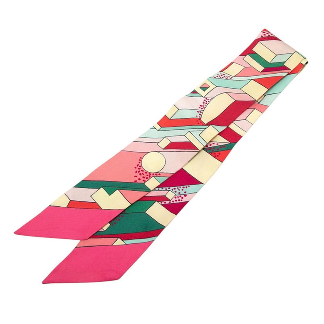 Hermes Twilly ON A SUMMER DAY scarf/muffler, pink multicolor silk, women's.: --- Catalog ---Category: SizeSize (LxW): 85cm x 5cm / 33.46'' x 1.96''Category: DesignType: ScarfColor: Multi-color, PinkGender: WomenMaterial: Silk Category: GeneralBrand: Hermes--- Item List ---Sect