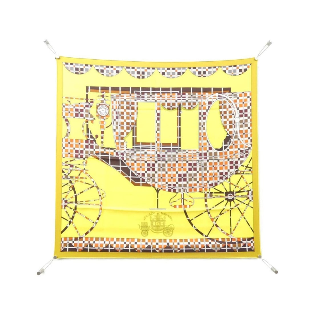 Hermes BALADE ECOSSAISE Carre H003754S Scarf/Muffler: --- Catalog ---Category: SizeSize (LxW): 90cm x 90cm / 35.43'' x 35.43''Category: DesignType: ScarfColor: YellowGender: WomenMaterial: Silk Category: GeneralMPN: H003754SBrand: Hermes--- Item List