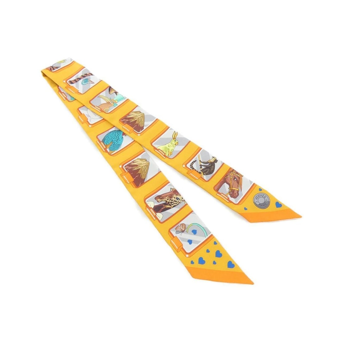 Hermes HERMES STORY Twilly 063875S Scarf Muffler: --- Catalog ---Category: SizeSize (LxW): 5cm x 86cm / 1.96'' x 33.85''Category: DesignType: ScarfColor: OrangeGender: Men,WomenMaterial: Silk Category: GeneralMPN: 063875SBrand: Hermes--- Item List --