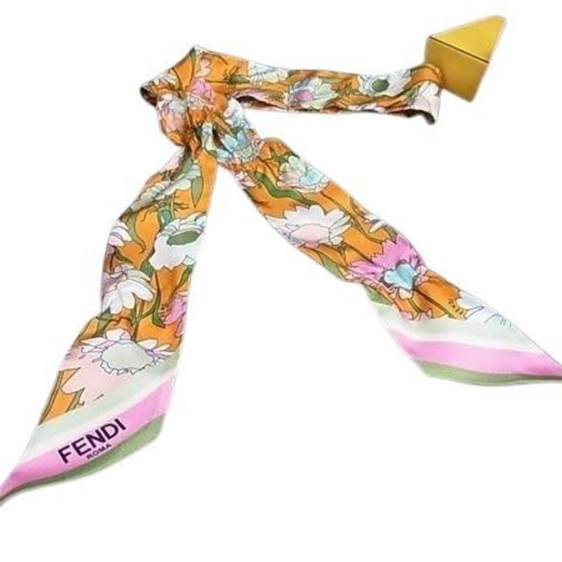FENDI Ribbon Scarf/Muffler, Rappie FXT011, Multicolor Silk, Women's, Flower Design: --- Catalog ---Category: SizeSize (LxW): 1.2m x 5.2cm / 47.24'' x 2.04''Category: DesignType: ScarfColor: Multi-colorStyle: Casual, EverydayGender: WomenMaterial: Silk 100%Category: GeneralBrand: Fend