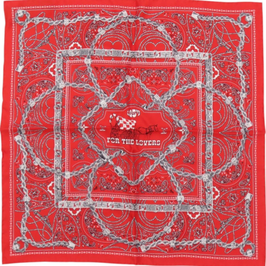 Like New Louis Vuitton Carre 55 LV Rope M90698 Silk Red Scarf Muffler 0452LOUIS VUITTON (1 of 12)