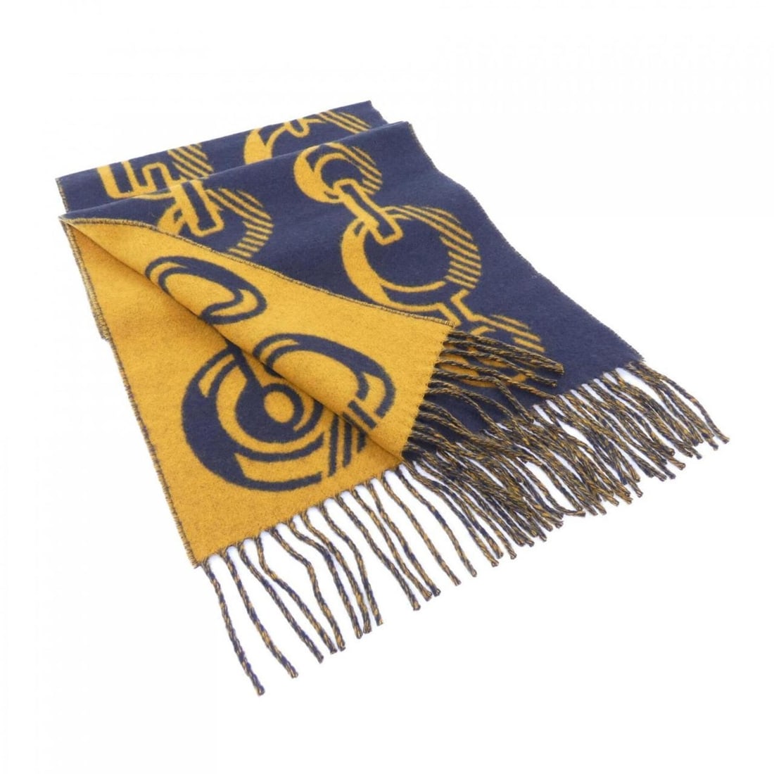 Hermes scarf: --- Catalog ---Category: SizeSize (LxW): 1.39m x 30.5cm / 54.72'' x 12''Category: DesignType: StoleColor: Navy, YellowGender: MenMaterial: Cashmere 100%Category: GeneralBrand: Hermes--- Item List ---S