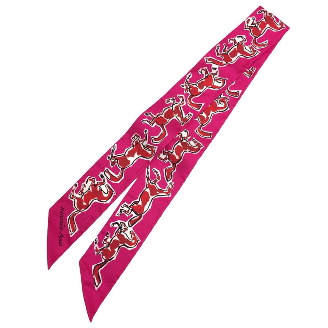 HERMES Twilly Scarf, Chevaux En Liberte (Free Horse), 2021AW collection, Pink/Rose (1 of 17)