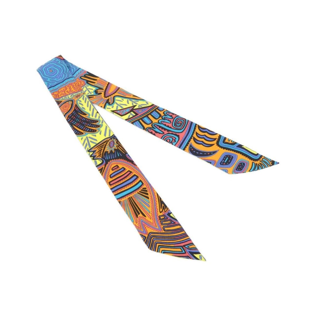 Hermes Twilly Scarf Muffler: --- Catalog ---Category: SizeSize (LxW): 5cm x 86cm / 1.96'' x 33.85''Category: DesignType: ScarfColor: Blue, OrangeMaterial: Silk Category: GeneralBrand: Hermes--- Item List ---Section: