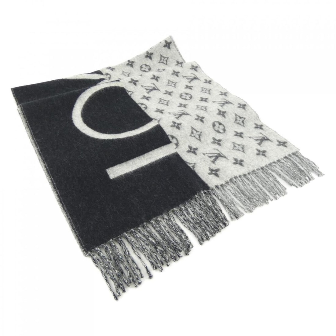 Louis Vuitton LV Split M70924 Scarf: --- Catalog ---Category: SizeSize (LxW): 1.9m x 44cm / 74.8'' x 17.32''Category: DesignType: StoleColor: Black, GrayGender: MenMaterial: Cashmere Category: GeneralMPN: M70924Brand: Louis Vuitton--- It