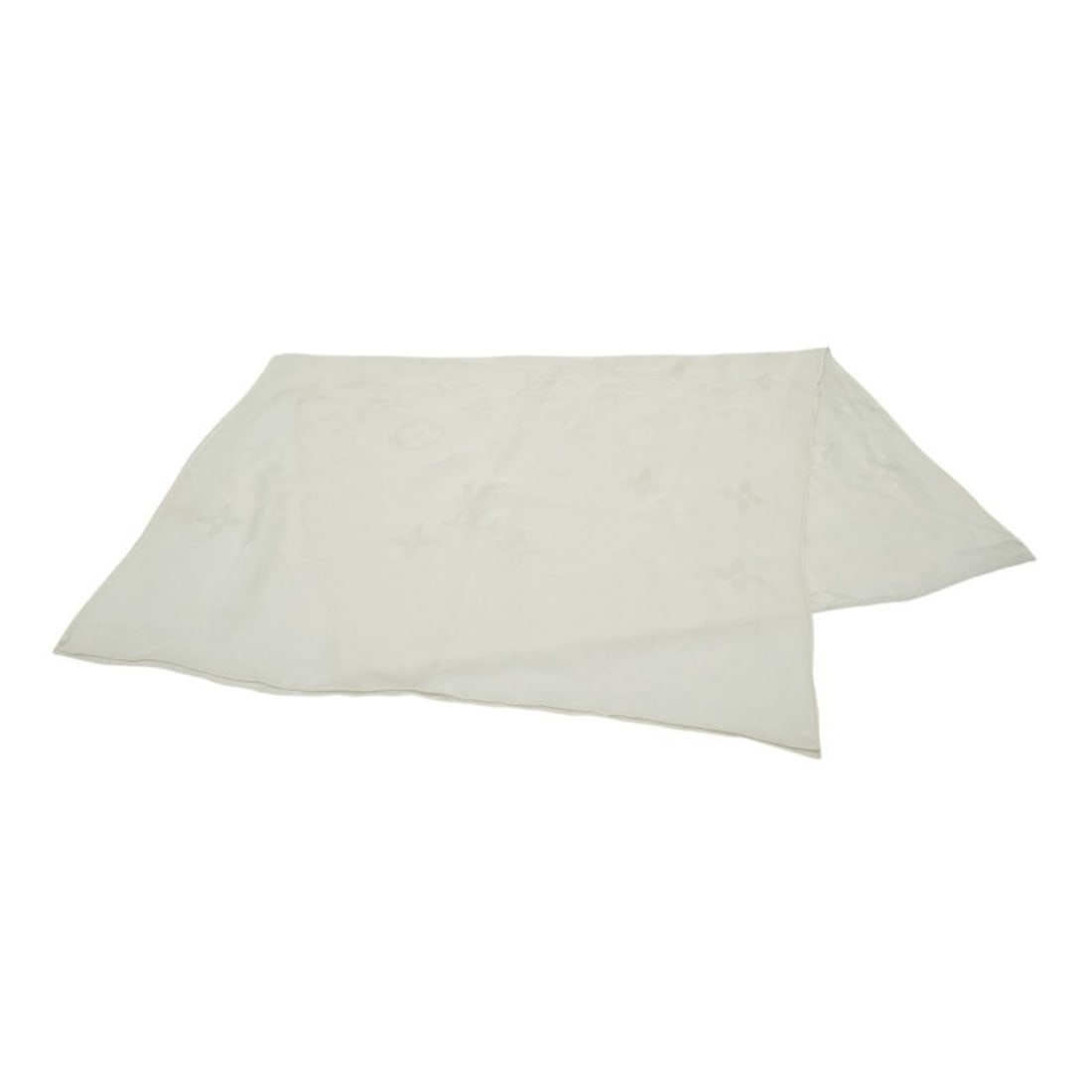 Louis Vuitton Monogram Scarf/Muffler, White/Ivory Silk, Women's. (1 of 14)