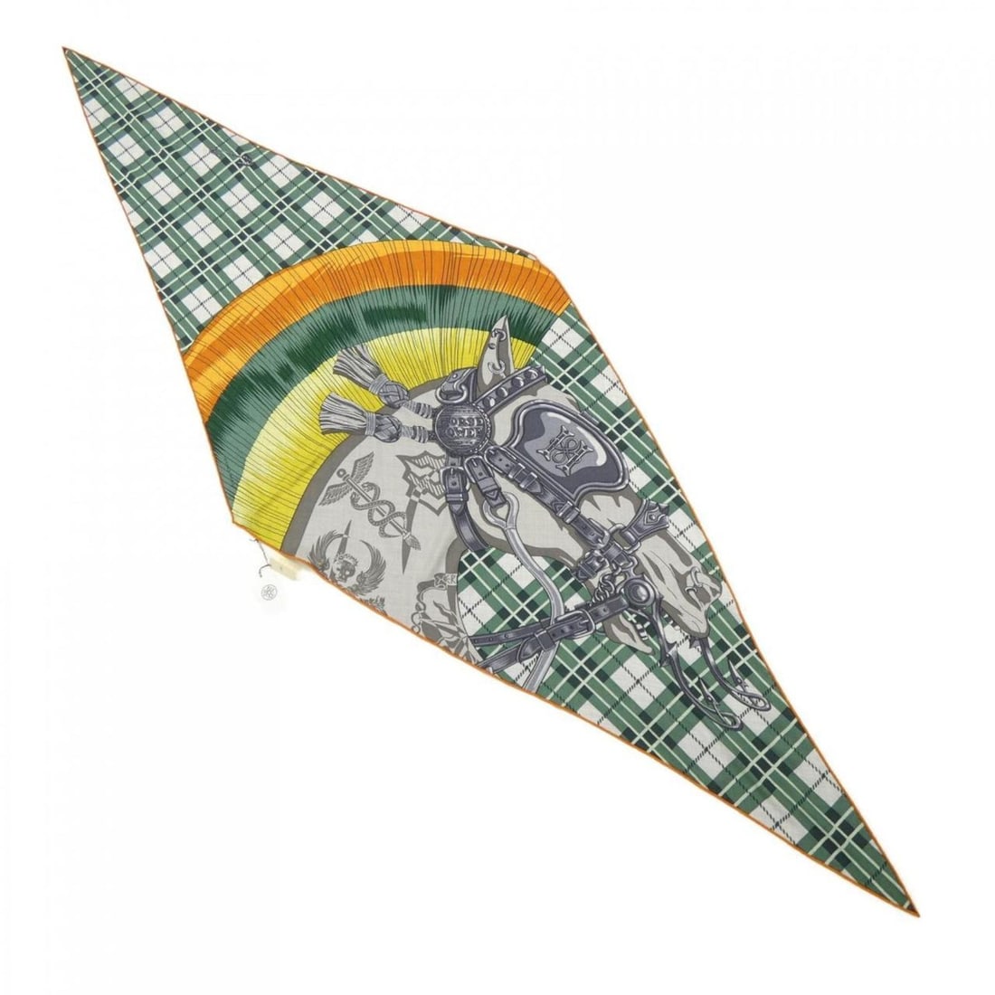 Hermes HERMES CHEVAL PUNK H433768T Losange Scarf/Stole: --- Catalog ---Category: SizeSize (LxW): 2.2m x 77cm / 86.61'' x 30.31''Category: DesignType: StoleColor: Gray, GreenGender: MenMaterial: Silk , Cashmere Category: GeneralBrand: Hermes--- Item List --