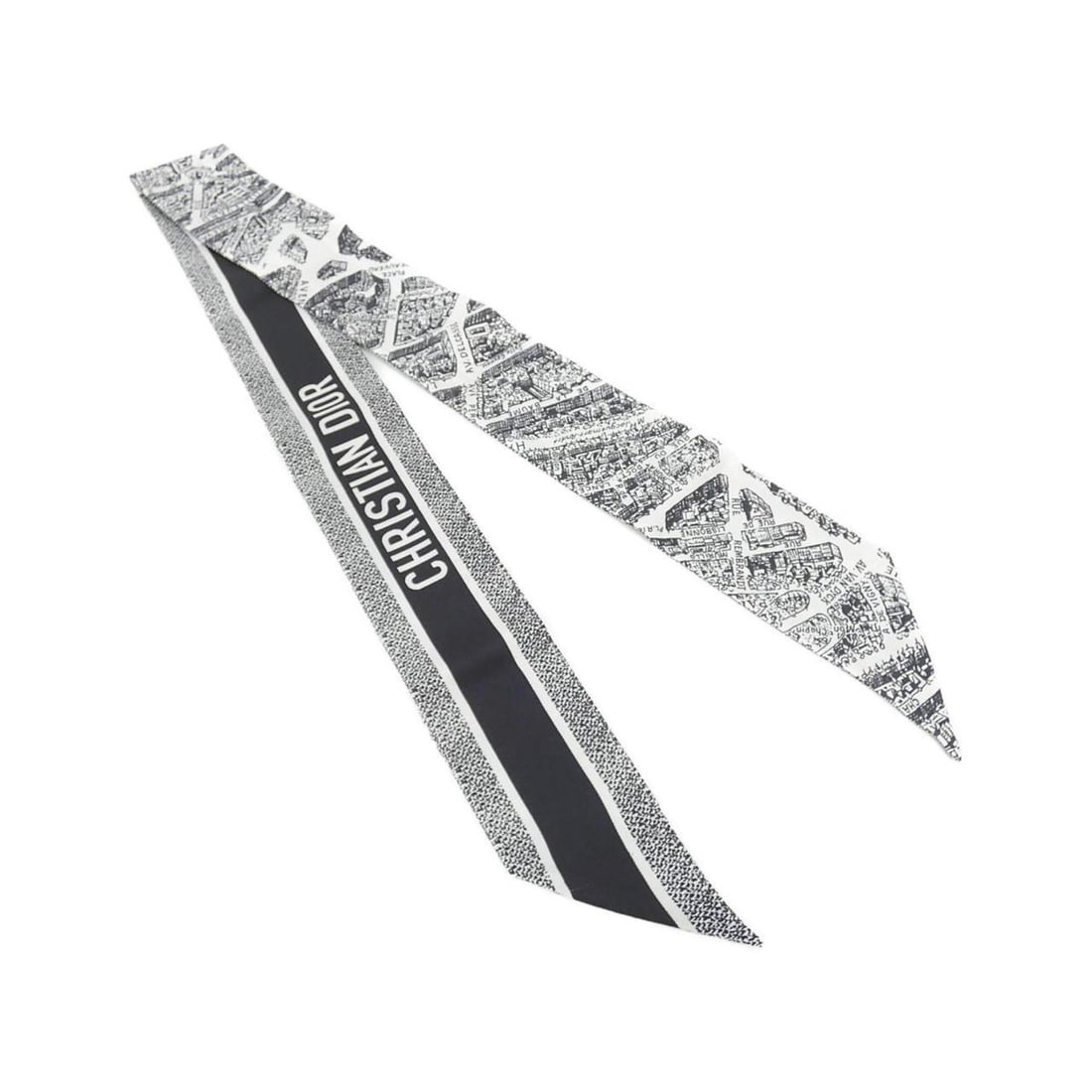 Christian Dior PLAN DE PARIS 32PAR106I600 Scarf/Muffler: --- Catalog ---Category: SizeSize (LxW): 1.05m x 6cm / 41.33'' x 2.36''Category: DesignType: ScarfColor: Black, WhiteGender: WomenMaterial: Silk Category: GeneralBrand: Christian Dior--- Item List ---