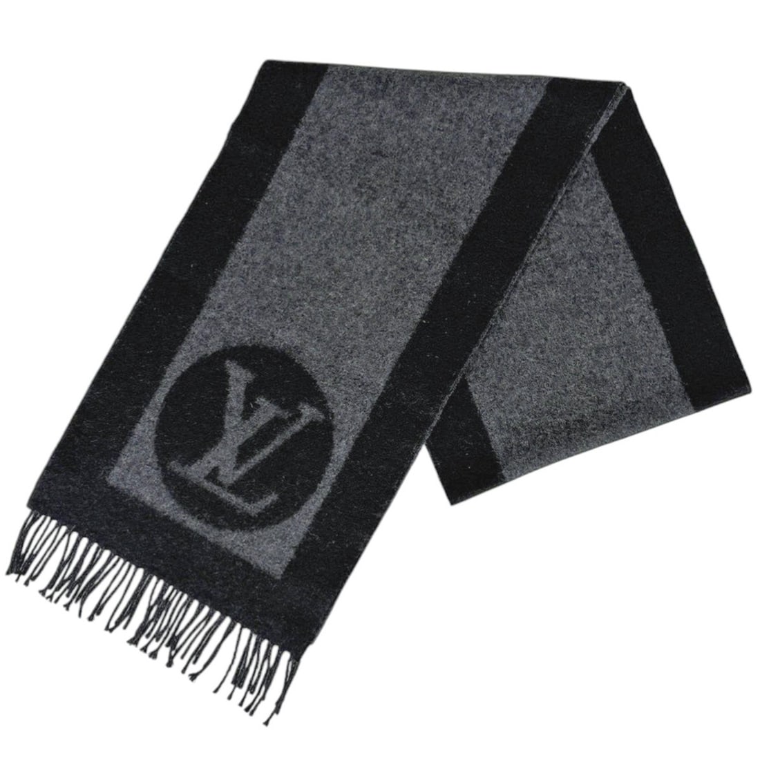 Louis Vuitton Echarpe Cardiff Monogram Scarf Wool Angora Gray Black Women's: --- Catalog ---Category: SizeSize (LxW): 1.88m x 28.5cm / 74.01'' x 11.22''Category: DesignType: StoleColor: Black, GrayGender: WomenMaterial: Wool , Angora Category: GeneralBrand: Louis Vuitton--- It