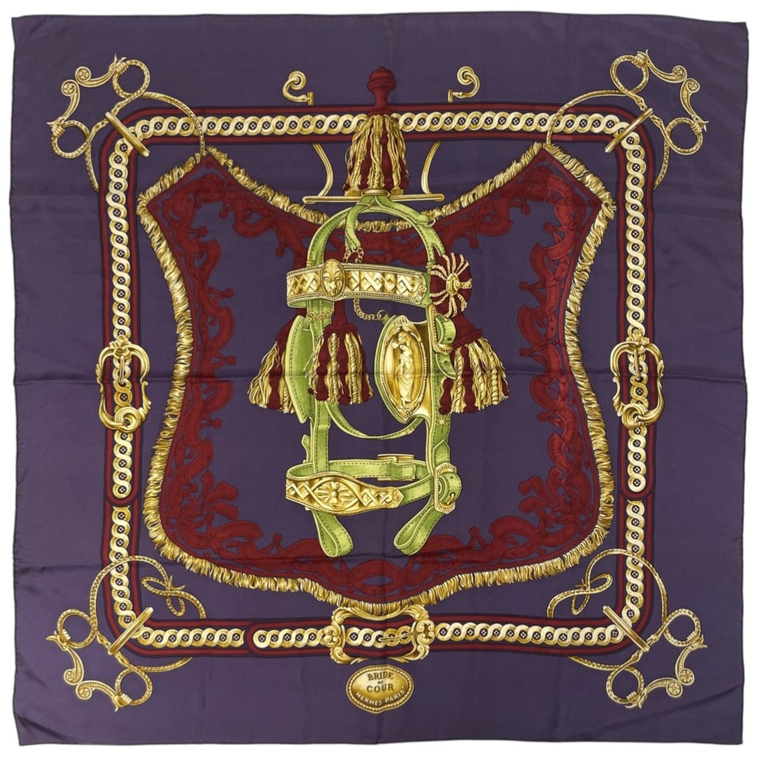 Hermès HERMES Carré 90 "Bride of the Court" Scarf, Silk, Purple, Multicolor, Women's: --- Catalog ---Category: SizeSize (LxW): 90cm x 88.5cm / 35.43'' x 34.84''Category: DesignType: ScarfColor: Multi-color, PurpleGender: WomenMaterial: Silk Category: GeneralBrand: Hermes--- Item List -