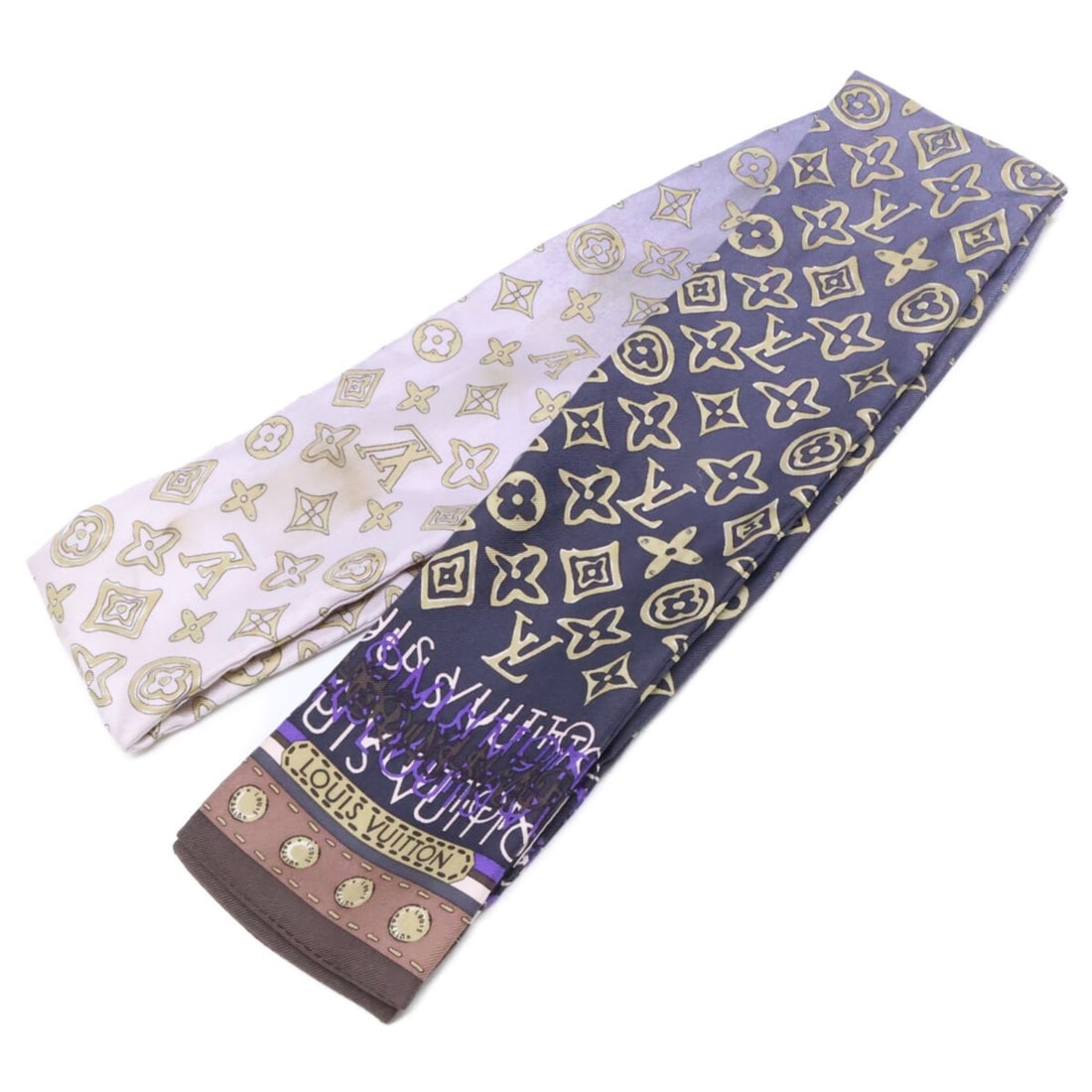 LOUIS VUITTON 402470 Silk Bandeau Scarf, Purple, Women's: --- Catalog ---Category: SizeSize (LxW): 1.19m x 7cm / 46.85'' x 2.75''Category: DesignType: ScarfColor: PurpleGender: WomenMaterial: Silk Category: GeneralBrand: Louis Vuitton--- Item List ---Section