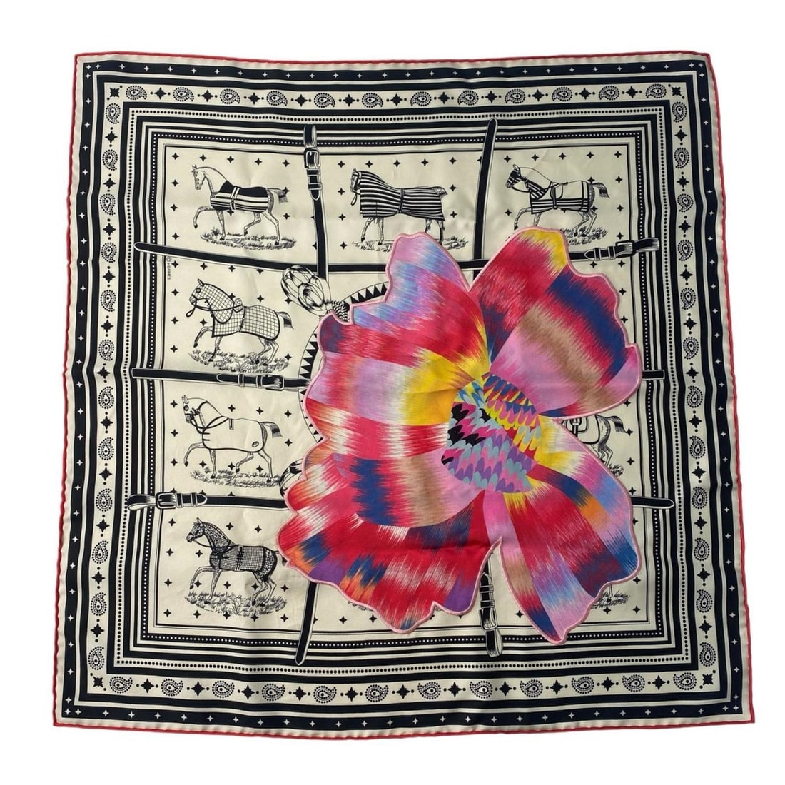 Hermes Hermès Women's Carré 55 Scarf, Horse Blanket, Kyoto Marble Flower, Silk (1 of 20)