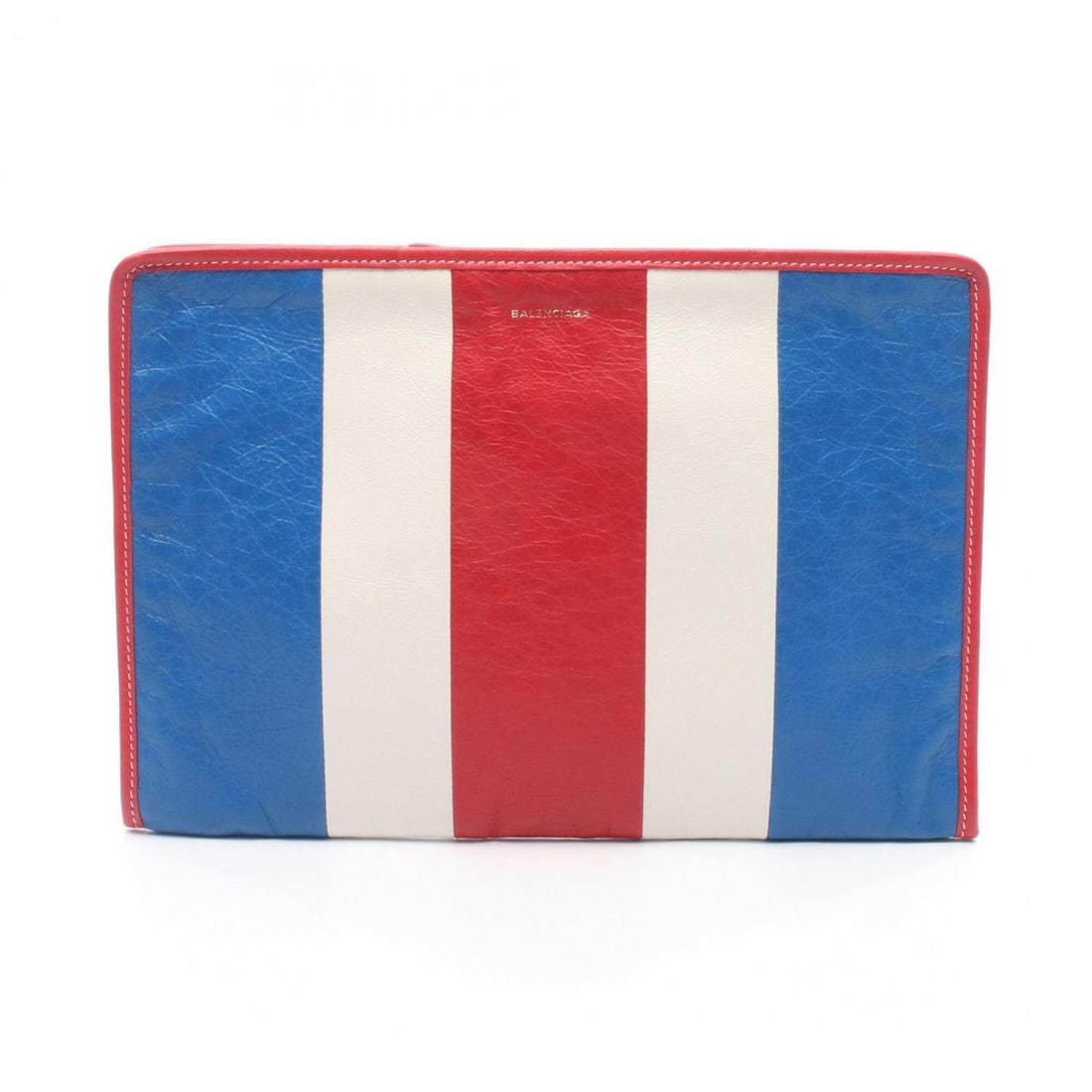 Balenciaga BAZAR Tricolor Second Bag Clutch Handbag Leather Women's Red/Blue/White 476046: --- Catalog ---Category: SizeSize (HxWxD): 23.5cm x 33.5cm x 2cm / 9.25'' x 13.18'' x 0.78''Category: DesignType: Clutch bag, HandbagColor: Blue, Red color, WhiteGender: WomenMaterial: Leather