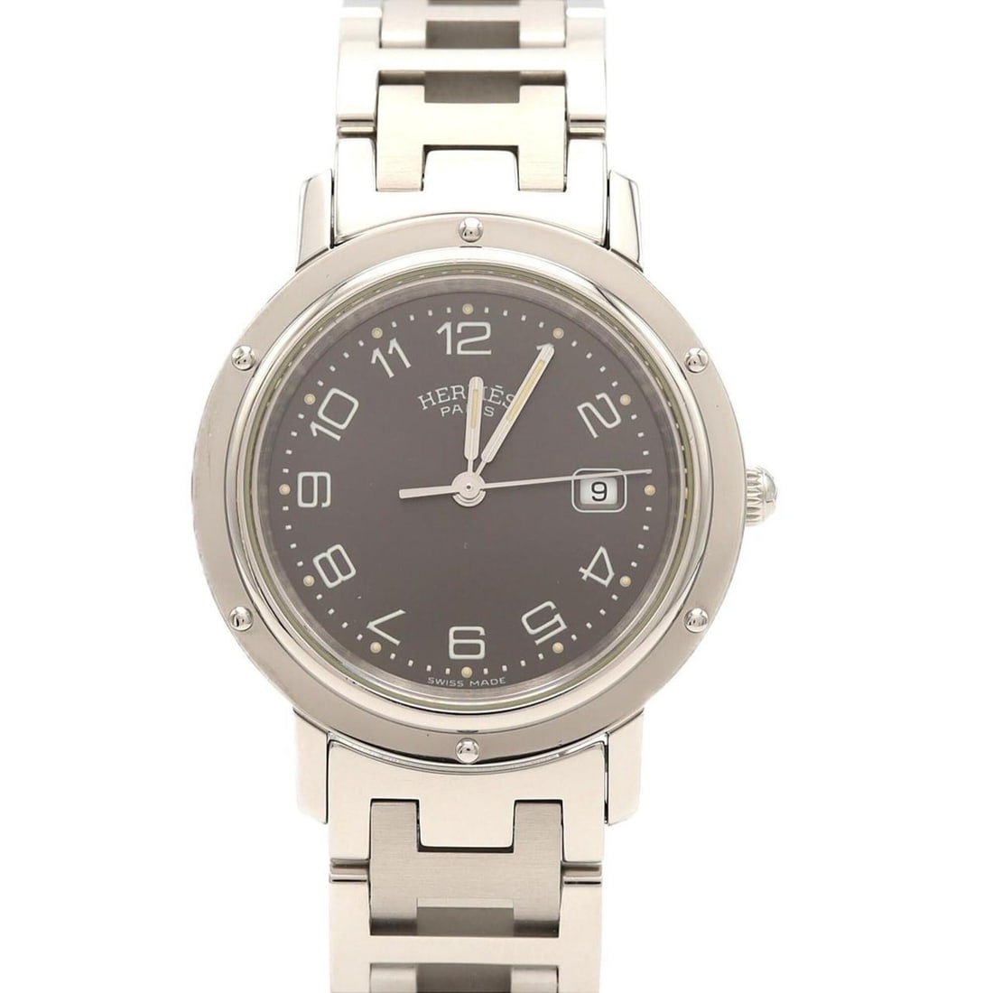 Hermes Clipper CL4.410 SS Quartz Watch: --- Catalog ---Category: SizeWrist Size: 15.5cm / 6.1''Case Diameter: 32mm / 1.26''Category: DesignType: WristwatchGender: Men,WomenColor (Dial): GrayMaterial (Band): Stainless steelMaterial (Case): S