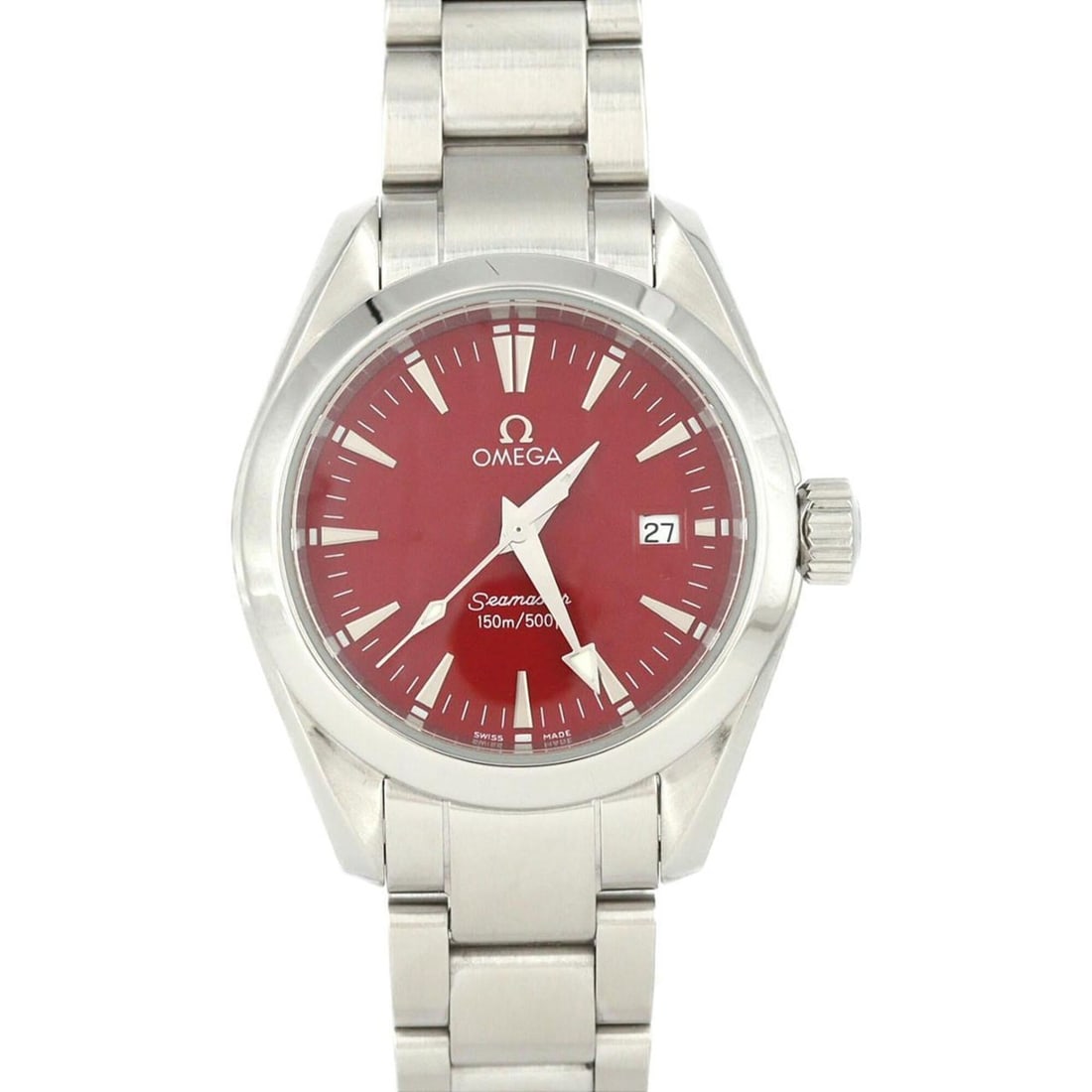 Omega Seamaster Aqua Terra Marui 2577.60 SS Quartz Watch: --- Catalog ---Category: SizeWrist Size: 19.5cm / 7.67''Case Diameter: 28mm / 1.1''Category: DesignType: WristwatchColor (Dial): Red colorMaterial (Band): Stainless steelMaterial (Case): Stainless ste