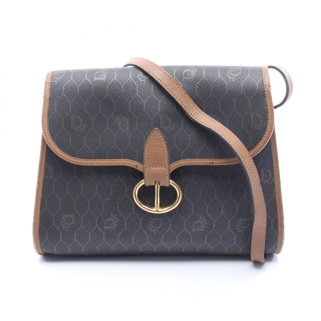 Christian Dior Dior Honeycomb Shoulder Bag/Handbag, Coated Canvas Leather, Women's, Black/Brown: --- Catalog ---Category: SizeSize (HxWxD): 18cm x 23cm x 6cm / 7.08'' x 9.05'' x 2.36''Strap Length: 125cm / 49.21''Category: DesignType: Handbag, Shoulder bagColor: Black, BrownGender: WomenMaterial: