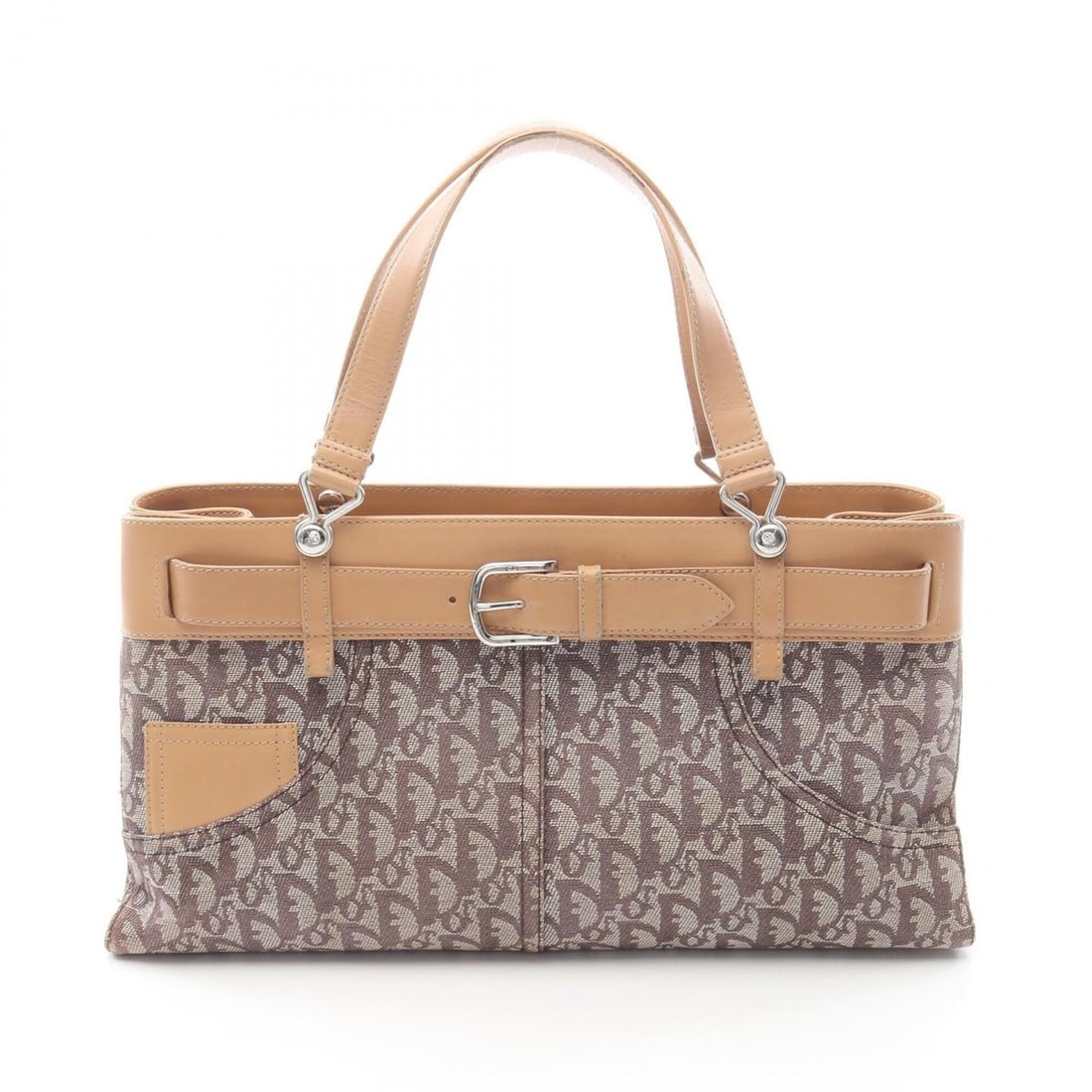Christian Dior Dior Trotter handbag, canvas and leather, women's, brown/beige.: --- Catalog ---Category: SizeSize (HxWxD): 19cm x 38cm x 7cm / 7.48'' x 14.96'' x 2.75''Handle Length: 39cm / 15.35''Category: DesignType: HandbagColor: Beige, BrownGender: WomenMaterial: Canvas , Lea