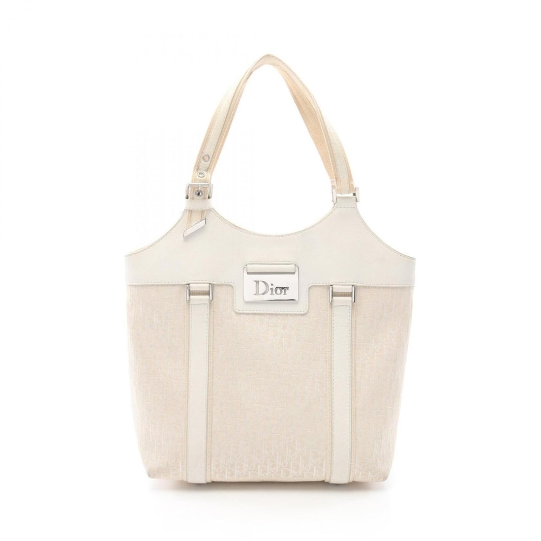 Christian Dior Dior Street Chic Trotter Handbag, Canvas and Leather, Women's, Ivory/White: --- Catalog ---Category: SizeSize (HxWxD): 26cm x 25cm x 11cm / 10.23'' x 9.84'' x 4.33''Handle Length: 36cm / 14.17''Category: DesignType: HandbagColor: Ivory, WhiteGender: WomenMaterial: Canvas , Le
