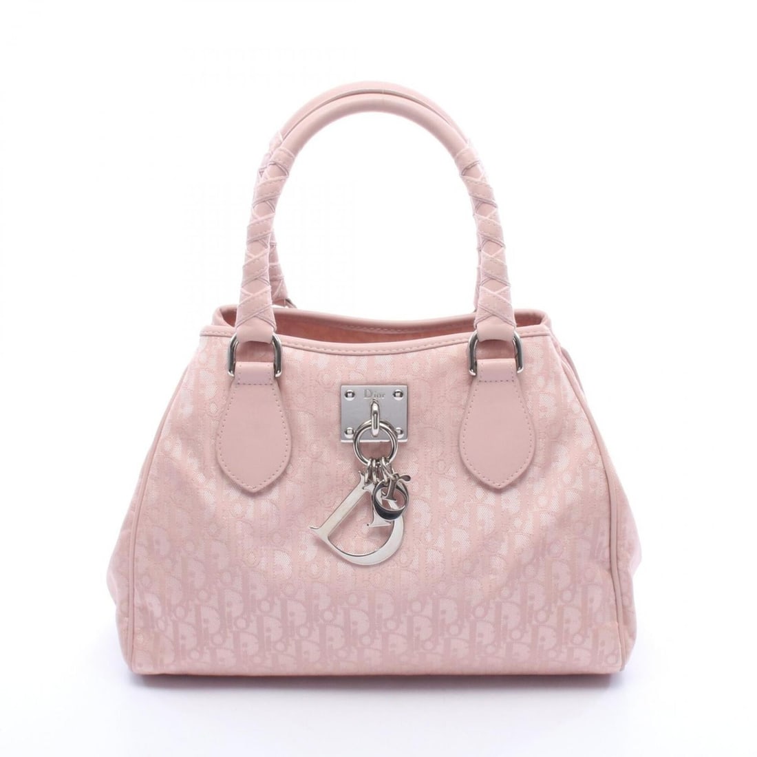 Christian Dior Dior Lovely Trotter Handbag, Canvas and Leather, Women's, Pink: --- Catalog ---Category: SizeSize (HxWxD): 20.5cm x 27cm x 9cm / 8.07'' x 10.62'' x 3.54''Handle Length: 34cm / 13.38''Category: DesignType: HandbagColor: PinkGender: WomenMaterial: Canvas , Leather C