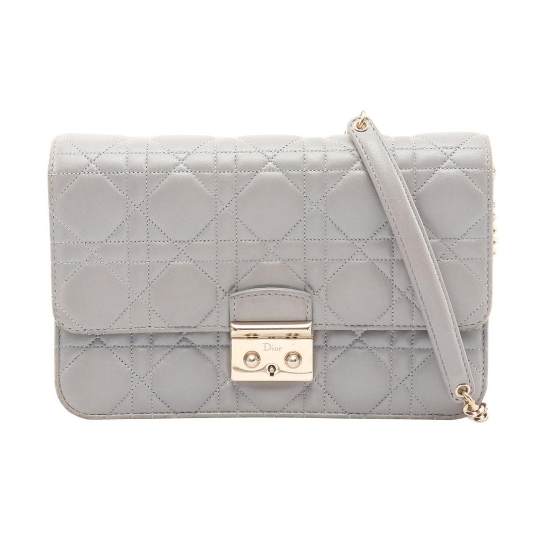 Christian Dior Dior Miss Cannage Shoulder Bag/Handbag, Leather, Women's, Gray: --- Catalog ---Category: SizeSize (HxWxD): 13cm x 21cm x 6cm / 5.11'' x 8.26'' x 2.36''Strap Length: 121cm / 47.63''Category: DesignType: Handbag, Shoulder bagColor: GrayGender: WomenMaterial: Leather