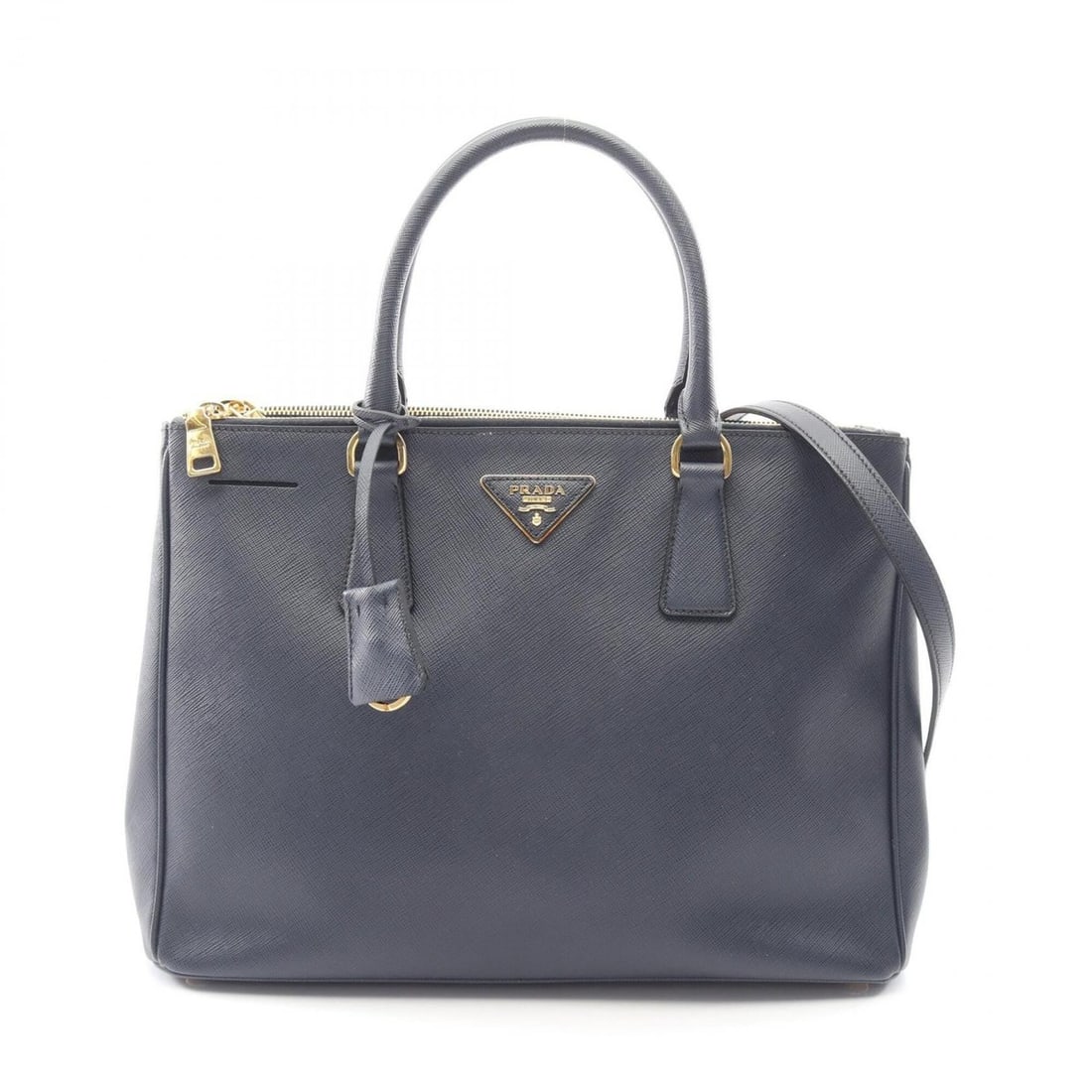 Prada SAFFIANO LUX Galleria 2-Way Handbag, Saffiano Leather, Women's, Navy: --- Catalog ---Category: SizeSize (HxWxD): 24cm x 34cm x 15cm / 9.44'' x 13.38'' x 5.9''Category: DesignType: HandbagColor: NavyGender: WomenMaterial: Leather Leather/Fur Type: Saffiano leatherCategor