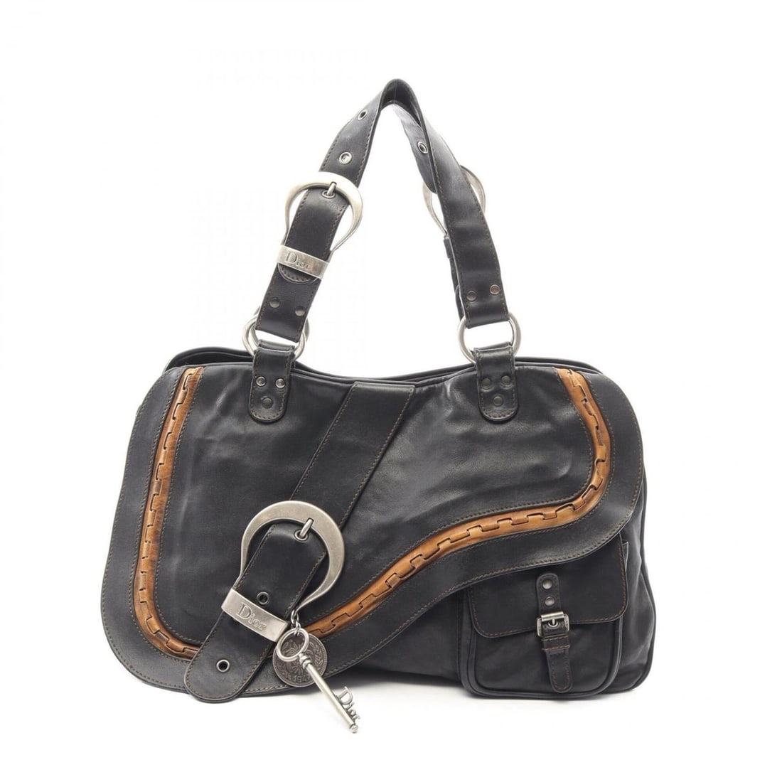 Christian Dior Dior Gaucho Handbag, Leather Handbag for Women, Black/Brown: --- Catalog ---Category: SizeSize (HxWxD): 23cm x 40cm x 8cm / 9.05'' x 15.74'' x 3.14''Handle Length: 39cm - 46cm / 15.35'' - 18.11''Category: DesignType: HandbagColor: Black, BrownGender: WomenMater