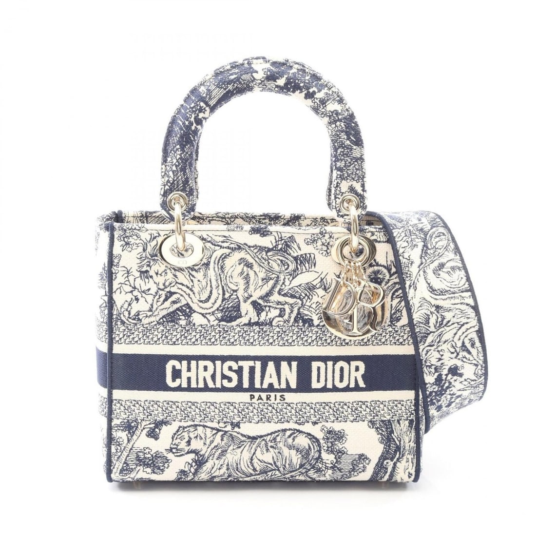 Christian Dior Dior LADY D-LITE Medium Toile de Jouy Embroidery 2-Way Handbag, Canvas, Women's,: --- Catalog ---Category: SizeSize (HxWxD): 19cm x 23cm x 11cm / 7.48'' x 9.05'' x 4.33''Strap Length: 105cm / 41.33''Handle Length: 35cm / 13.77''Category: DesignType: HandbagColor: Navy, WhiteGender: